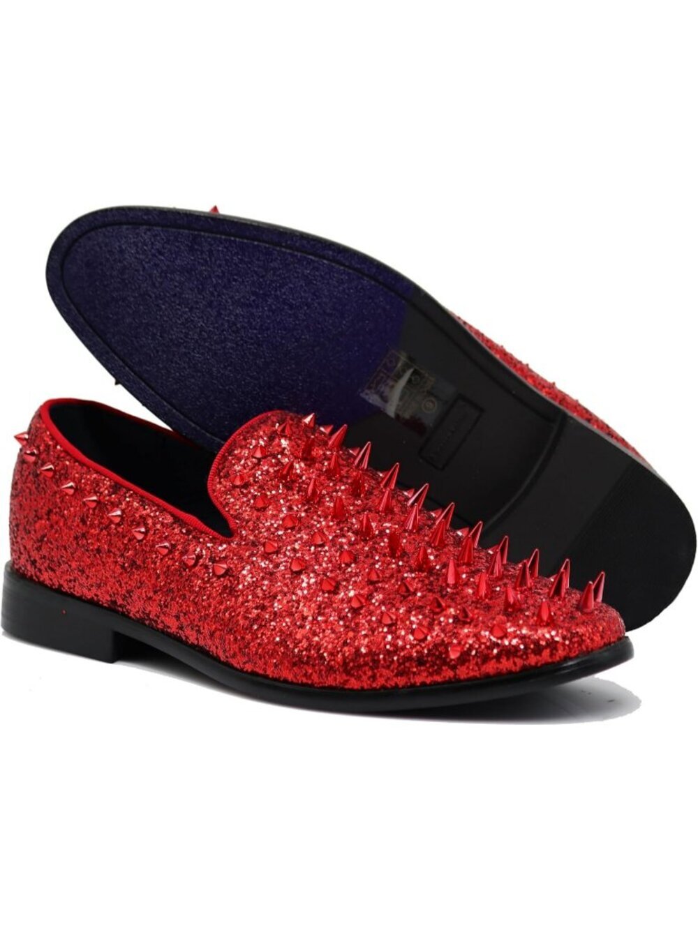 Enzo Romeo Men's Red Rubber Sole Vintage Loafers Slip On Classic Tuxedo Shoes